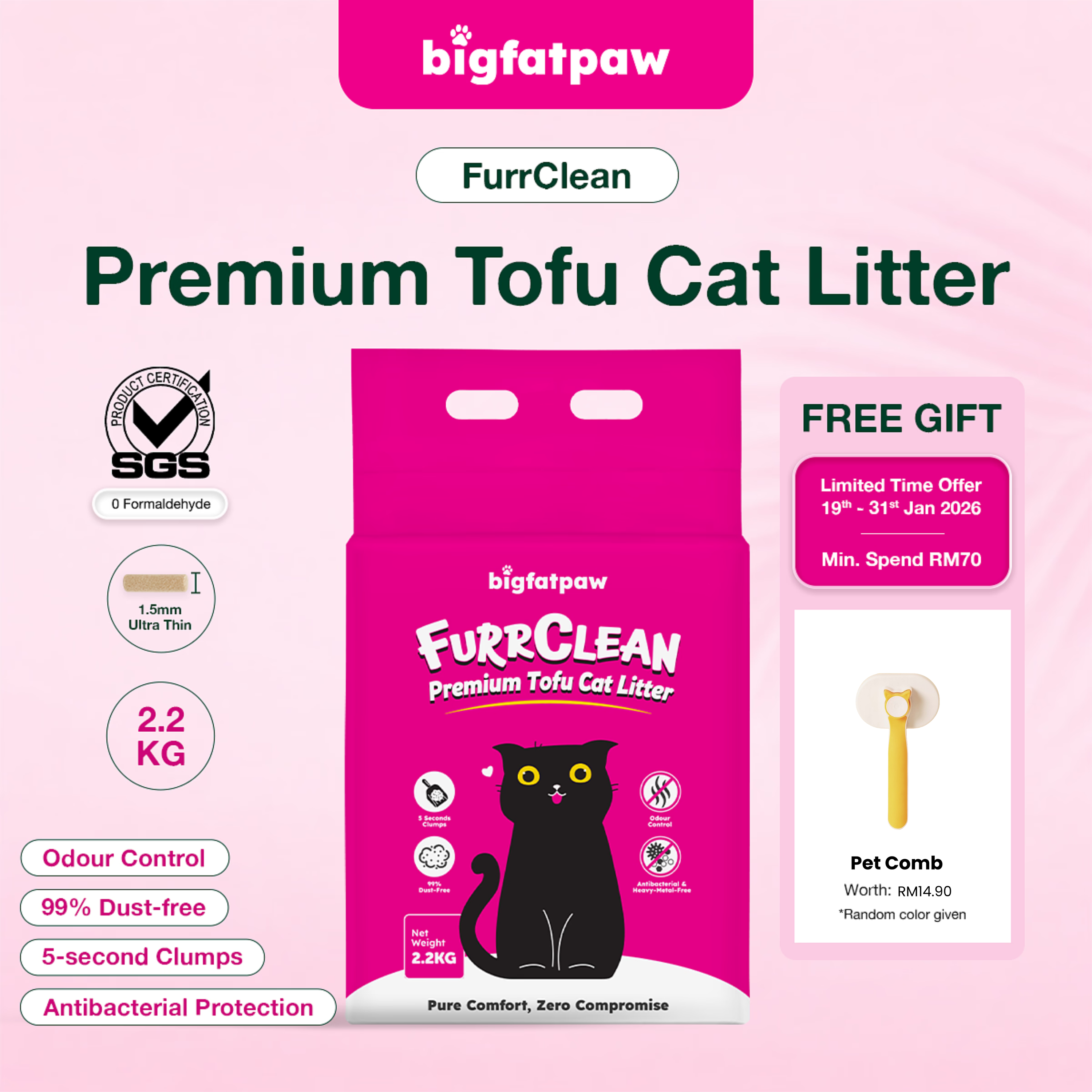 bigfatpaw FurrClean Premium Tofu Cat Litter (2.2KG)