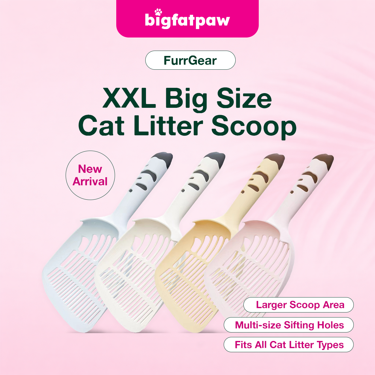 bigfatpaw Furrgear XXL Cat Litter Scoop – Large Plastic Cat Litter Shovel for Easy Cleaning