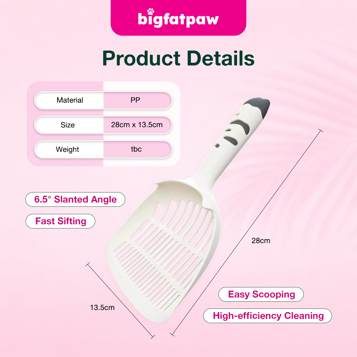 bigfatpaw Furrgear XXL Cat Litter Scoop – Large Plastic Cat Litter Shovel for Easy Cleaning