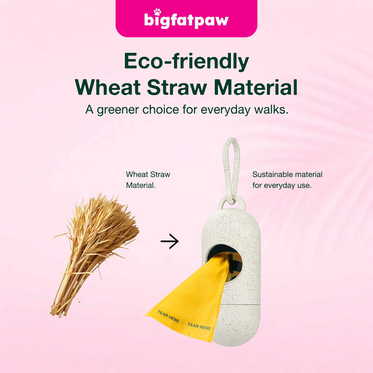 bigfatpaw FurrGear Wheat Straw Poop Bag Holder Dispenser