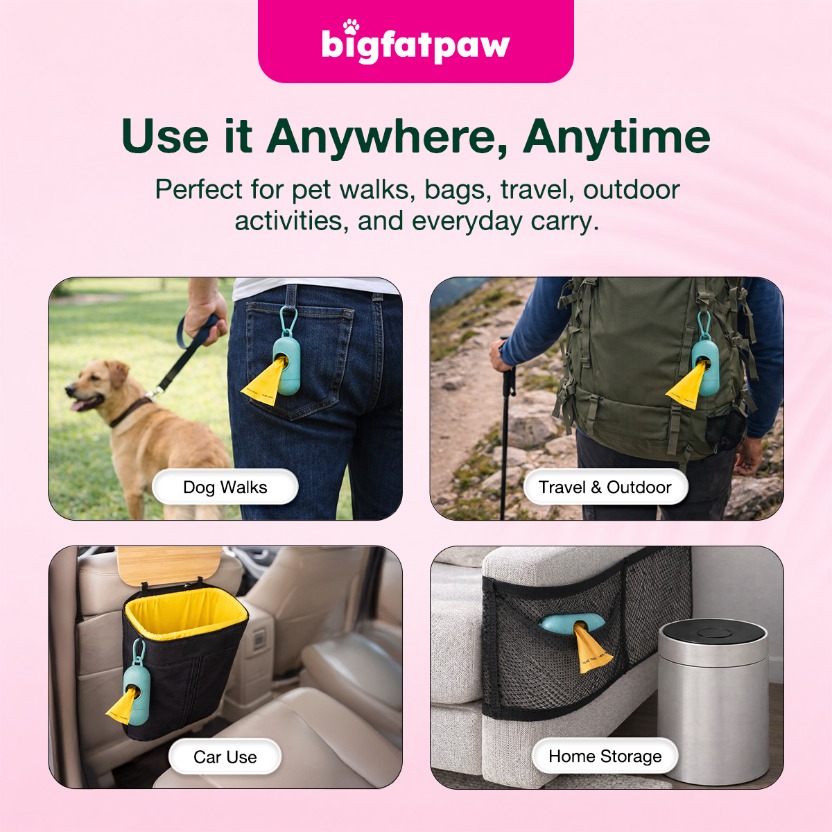 bigfatpaw FurrGear Wheat Straw Poop Bag Holder Dispenser