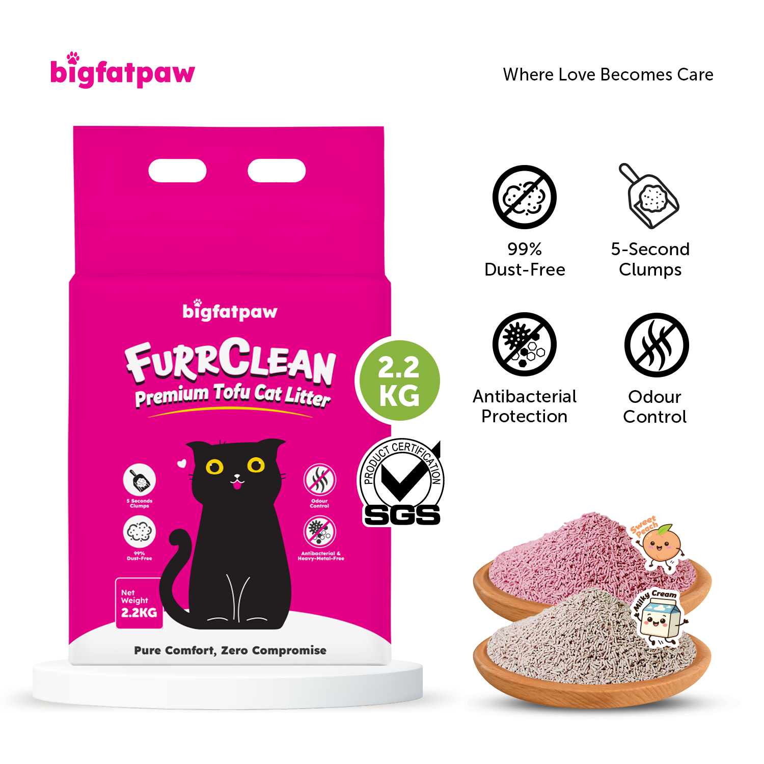 bigfatpaw FurrClean Premium Tofu Cat Litter 2.2KG