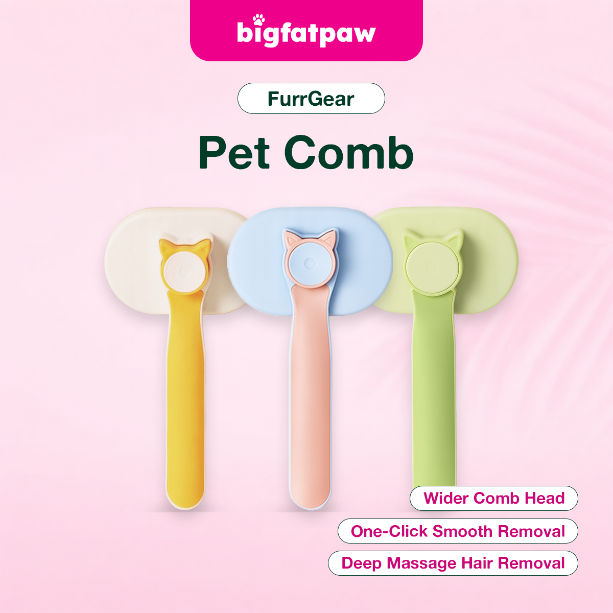 bigfatpaw Furrgear Pet Grooming Comb for Pets – Hair Removal & Deshedding Brush