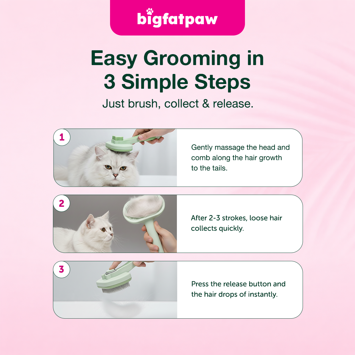 bigfatpaw Furrgear Pet Grooming Comb for Pets – Hair Removal & Deshedding Brush