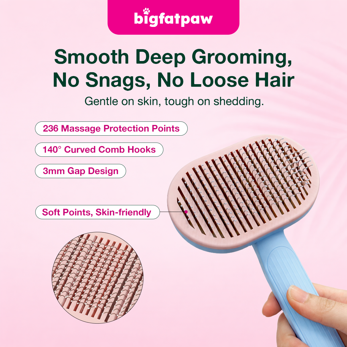 bigfatpaw Furrgear Pet Grooming Comb for Pets – Hair Removal & Deshedding Brush