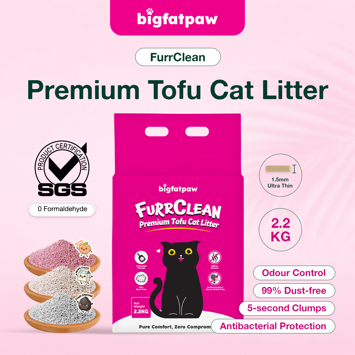 bigfatpaw FurrClean Premium Tofu Cat Litter (2.2KG)