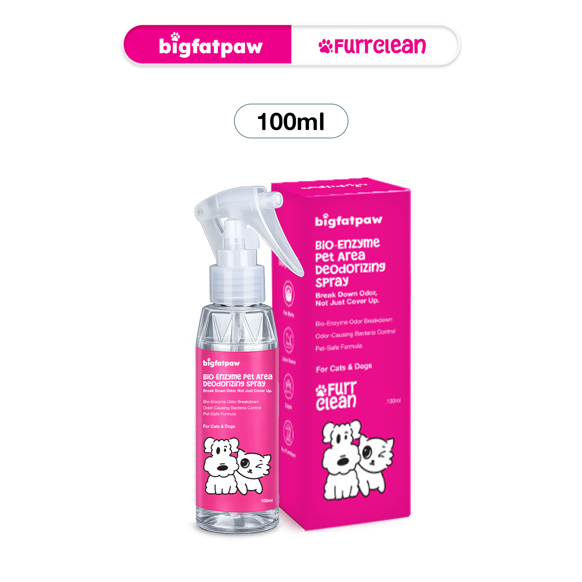 bigfatpaw FurrClean Bio-Enzyme Pet Deodorizer Spray (100ml/400ml) antibacterial surface deodorant