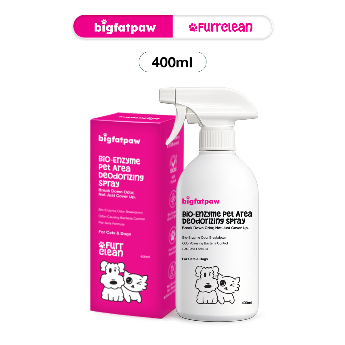 bigfatpaw FurrClean Bio-Enzyme Pet Deodorizer Spray (100ml/400ml) antibacterial surface deodorant