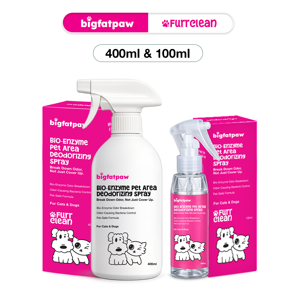 bigfatpaw FurrClean Bio-Enzyme Pet Deodorizer Spray (100ml/400ml) antibacterial surface deodorant
