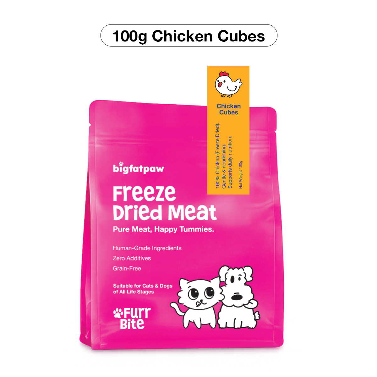 bigfatpaw Furrbite  Freeze Dried Chicken Cube & Duck Cube (100g)