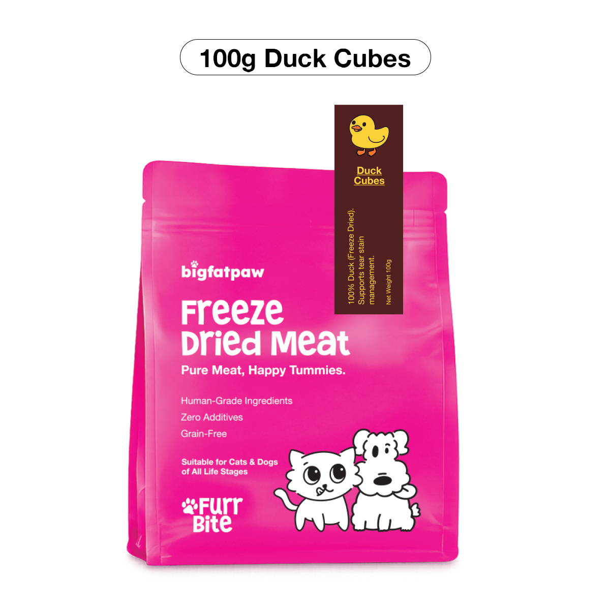 bigfatpaw Furrbite  Freeze Dried Chicken Cube & Duck Cube (100g)
