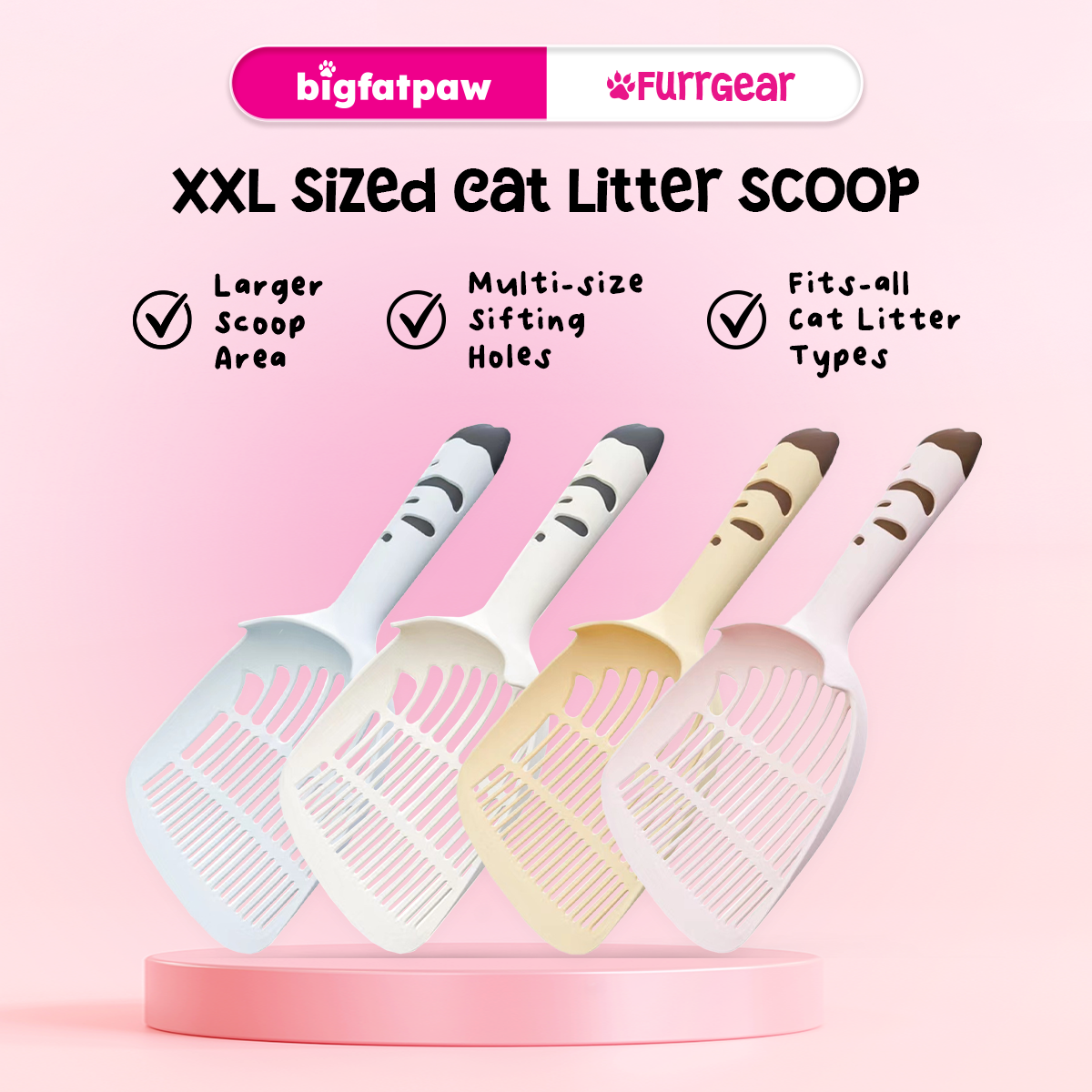 bigfatpaw Furrgear XXL Cat Litter Scoop – Large Plastic Cat Litter Shovel for Easy Cleaning