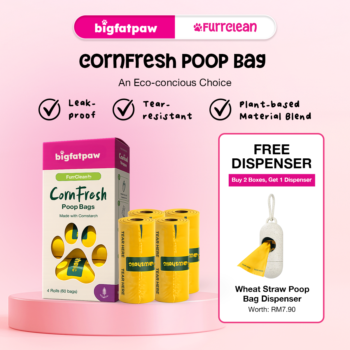 bigfatpaw FurrClean CornFresh Pet Dog Poop Bag Partially Biodegradable