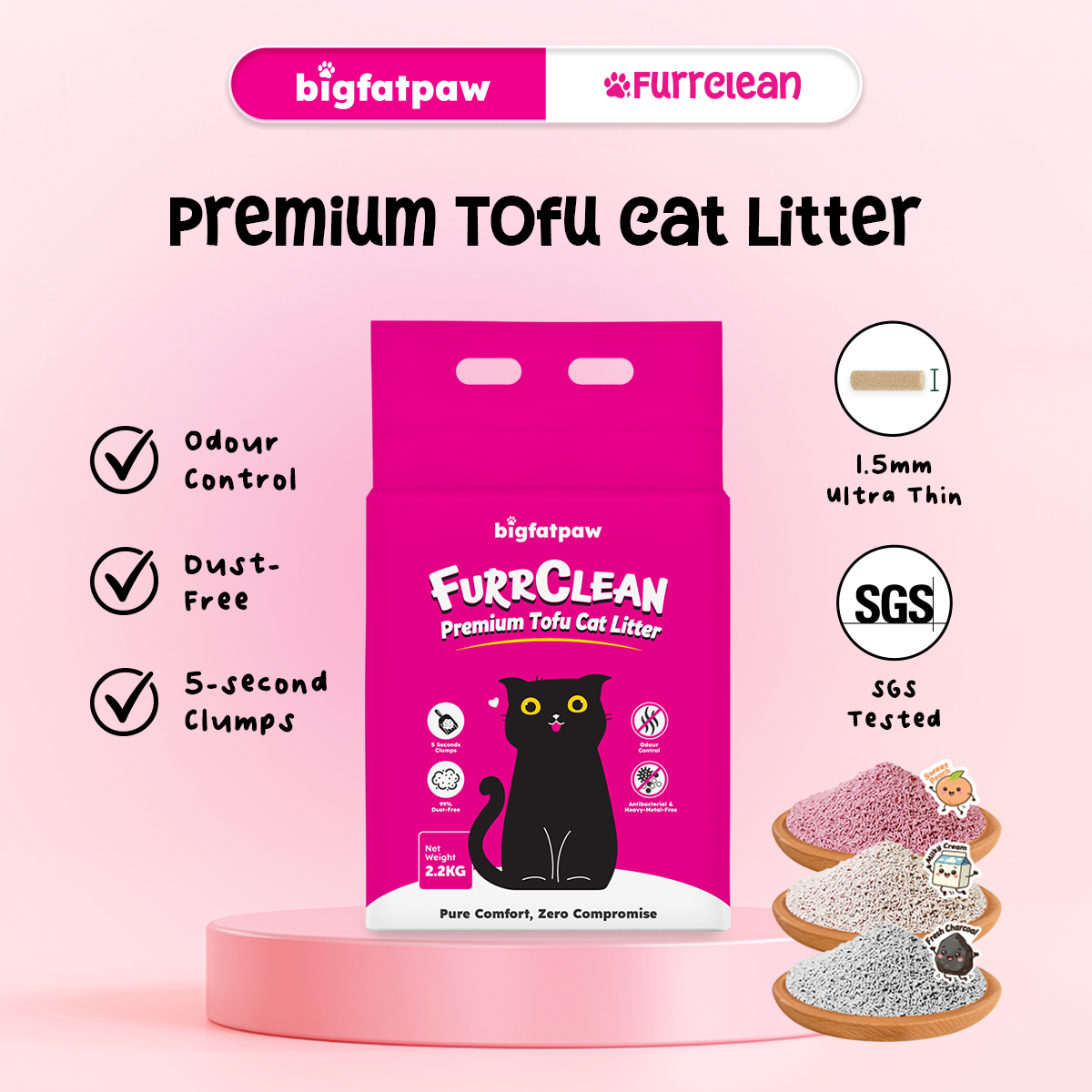 bigfatpaw FurrClean Premium Tofu Cat Litter (2.2KG)