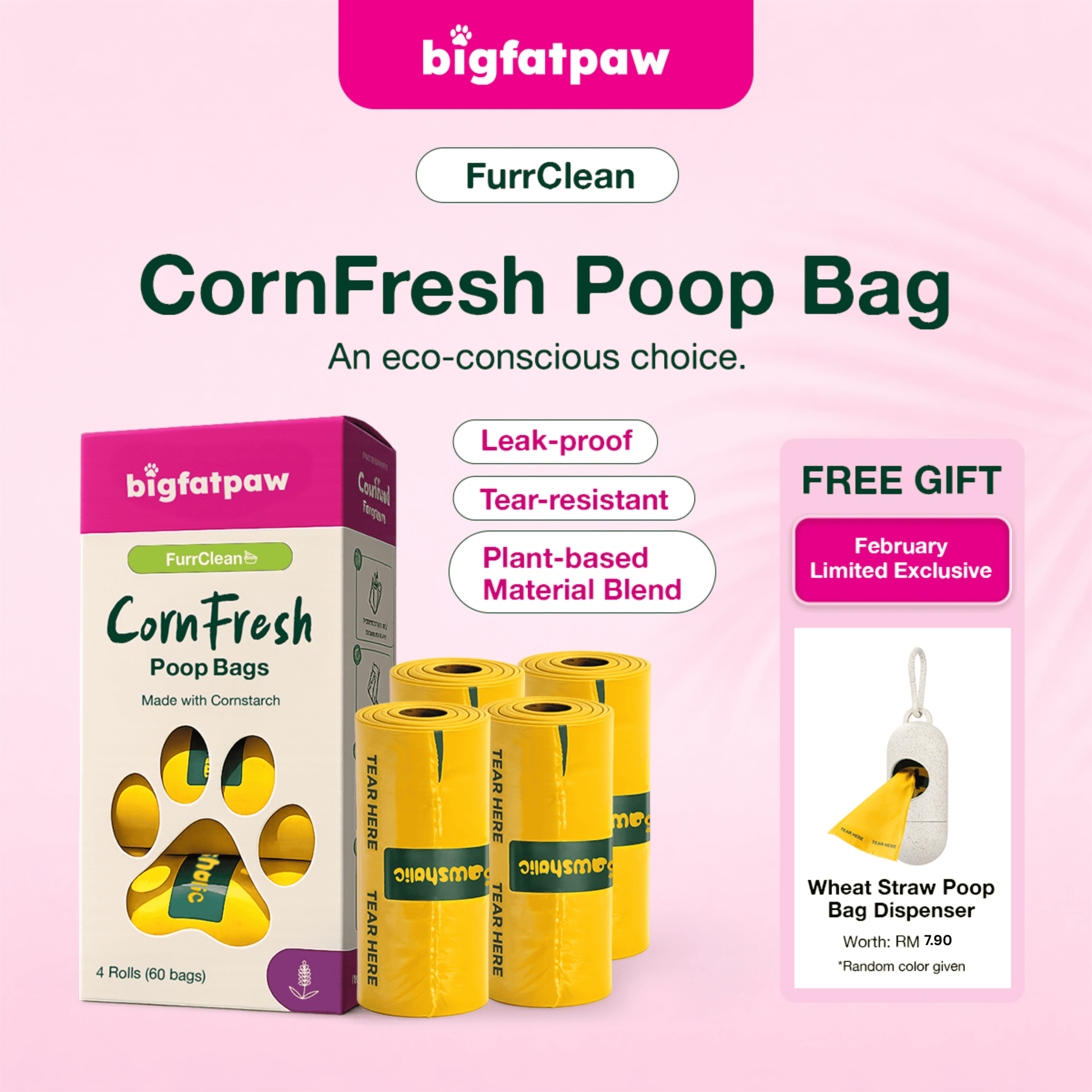 bigfatpaw FurrClean CornFresh Pet Dog Poop Bag Partially Biodegradable