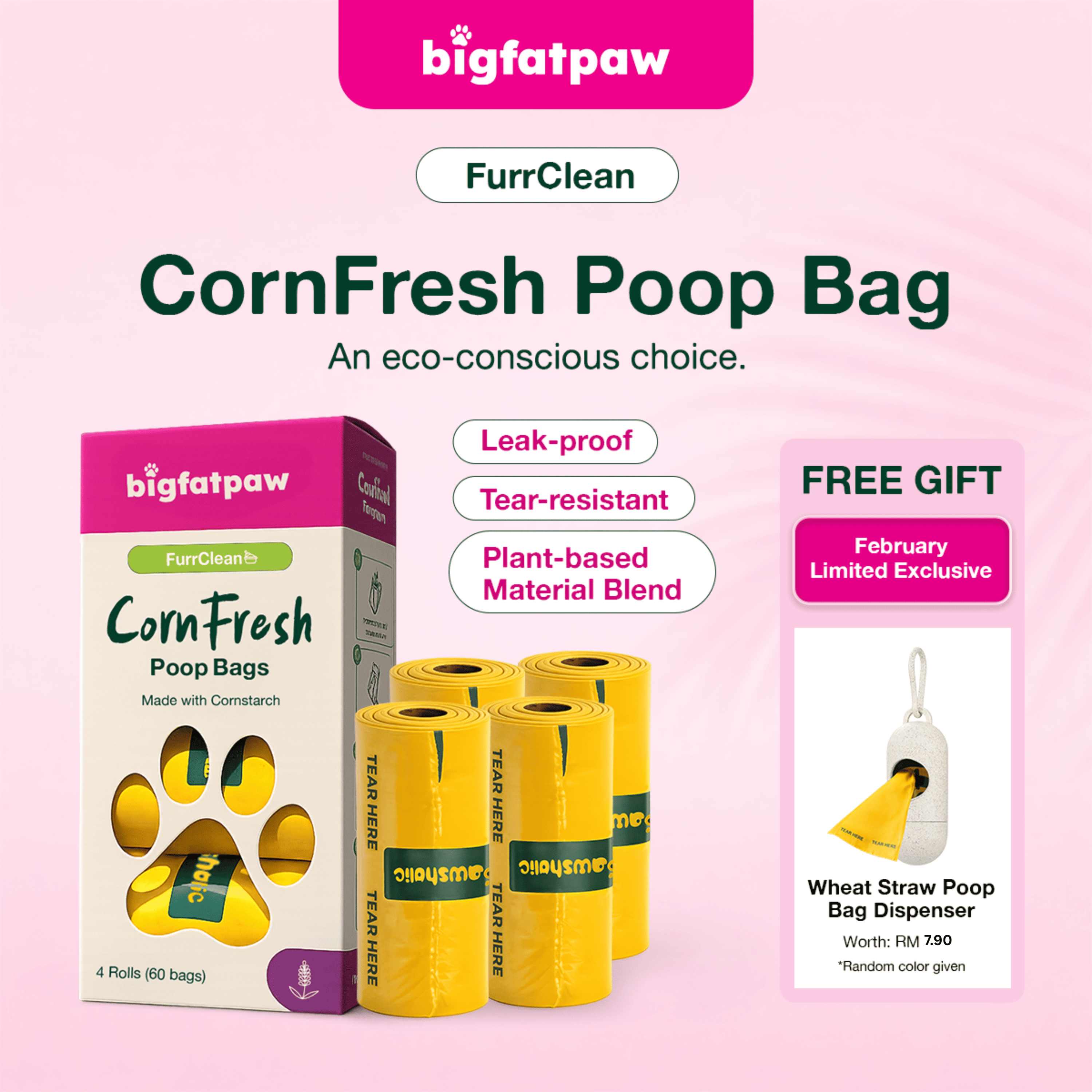 bigfatpaw FurrClean CornFresh Pet Dog Poop Bag Partially Biodegradable
