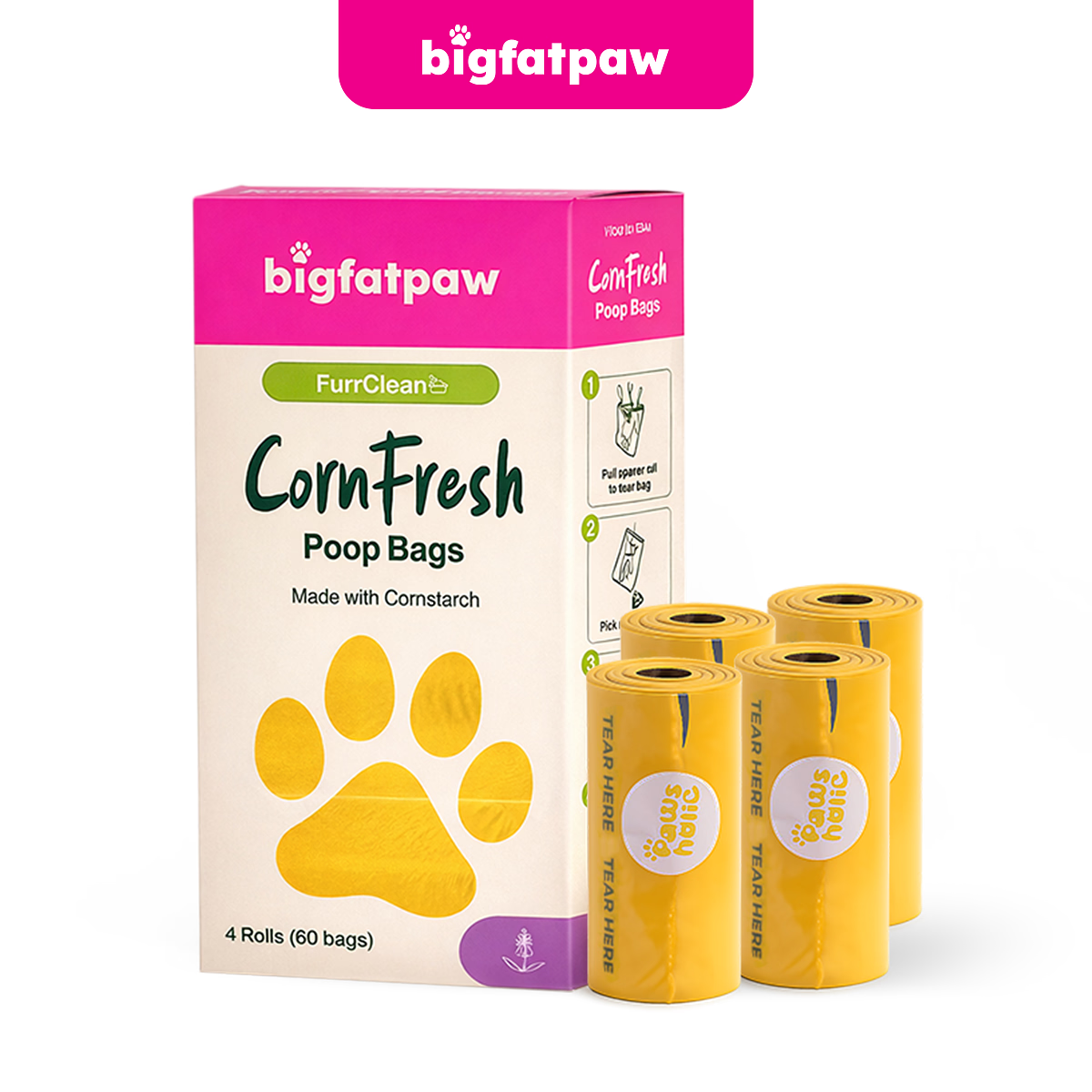 bigfatpaw FurrClean CornFresh Pet Dog Poop Bag Partially Biodegradable