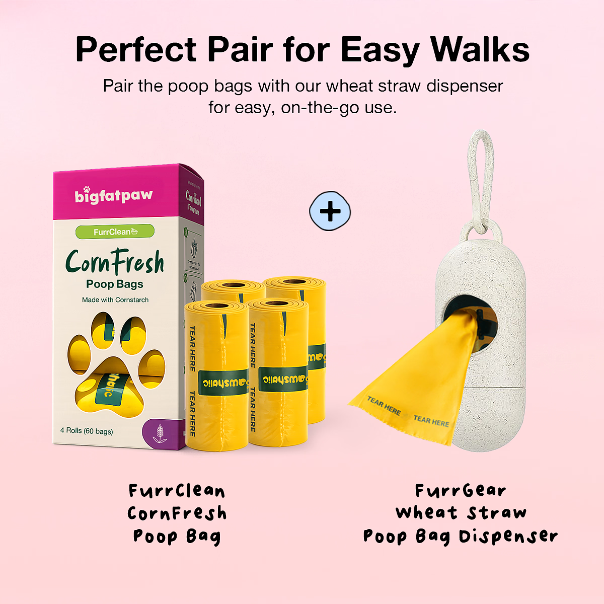 bigfatpaw FurrGear Wheat Straw Poop Bag Holder Dispenser
